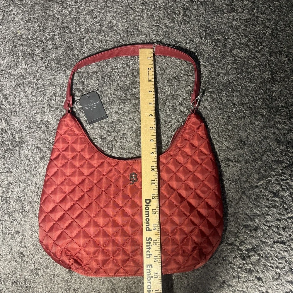 Julia Buxton Quilted Hobo With Chain‎ Strap Oxblood Burgundy Purse